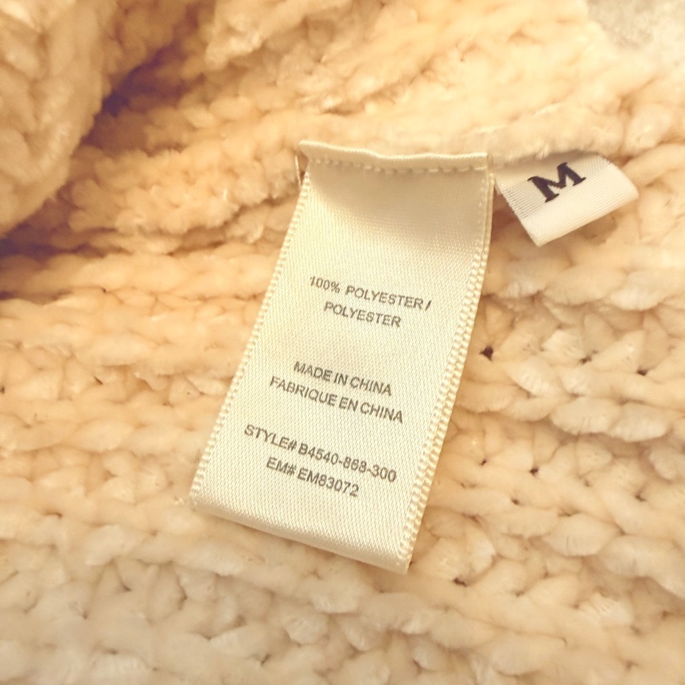 Bella Dahl Cream Chenille Chunky Mock Neck Sweater- Size M - Picture 7 of 14